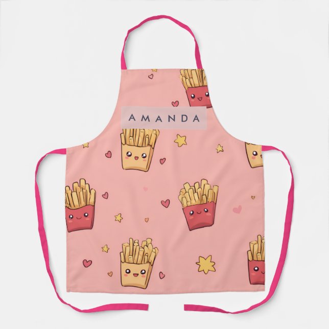 Personalisiertes Pastell Kawaii Muster französisch Schürze (Vorderseite)