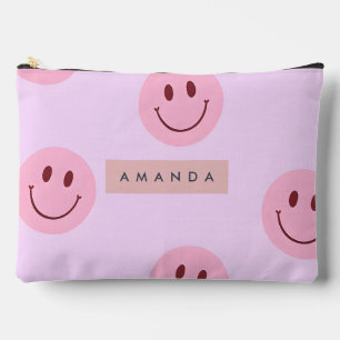 Personalisiertes Pastell-Lavendel- und Rosa-Smiley Zubehörtasche