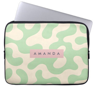 Personalisiertes Pastell-Mintgrün Abstrakt Camo Laptopschutzhülle