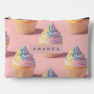 Personalisiertes Pastell Rainbow Cupcake Muster Zubehörtasche