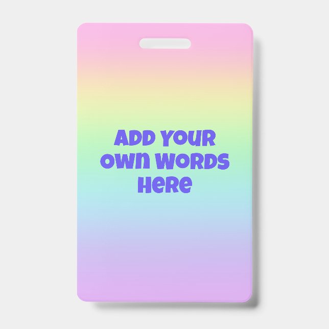 Personalisiertes Pastell-Regenbogen-Abzeichen Ausweis (Vorderseite)
