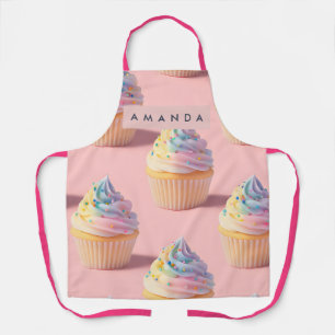 Personalisiertes Pastell-Regenbogen-Cupcake-Muster Schürze