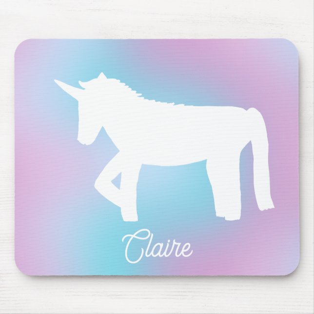Personalisiertes Pastell-Regenbogen-Einhorn Mousepad (Vorne)