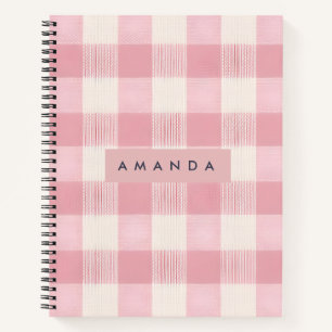Personalisiertes Pastell-Rosa Gingham Notizbuch