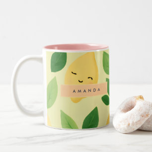 Personalisiertes Pastell Süßes Lächeln des Zitrone Zweifarbige Tasse
