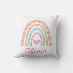 Personalisiertes, pastellfarbenes Boho-Regenbogen- Kissen