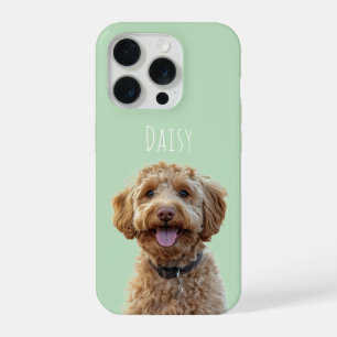Personalisiertes Pastellgrün-Hundefoto iPhone 15 Pro Hülle