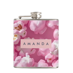 Personalisiertes Pastellrosa Popcorn Flachmann