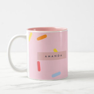 Personalisiertes Pastellrosa Streuselkonfetti Zweifarbige Tasse