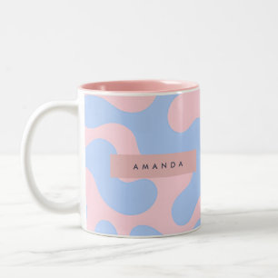 Personalisiertes Pastellrosa und Babyblau Abstrakt Zweifarbige Tasse