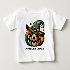 Personalisiertes Patchwork Pumpen Halloween Baby T-shirt