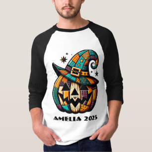 Personalisiertes Patchwork Pumpen Halloween T-Shirt