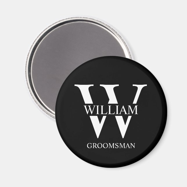 Personalisiertes Patenmonogramm & Name Magnet (Vorderseite/Rückseite)