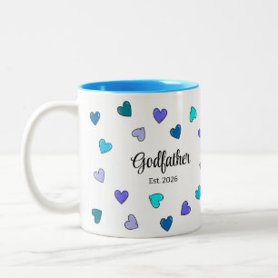 Personalisiertes Patenonkel Blaues Herz Geschenk  Zweifarbige Tasse