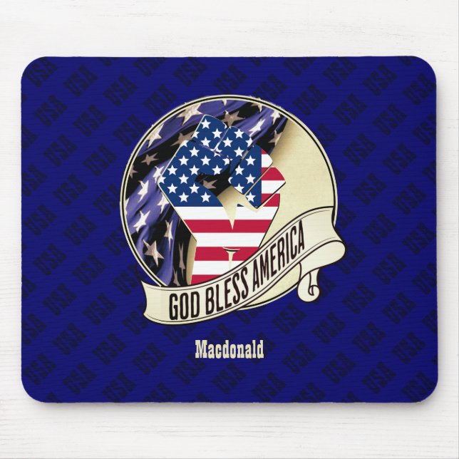 Personalisiertes Patriotic USA Gott segne Amerika Mousepad (Vorne)