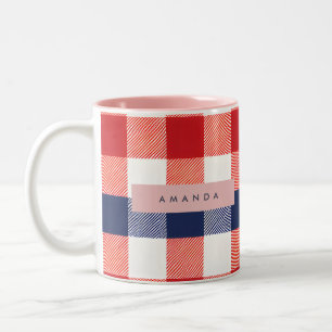 Personalisiertes Patriotisches Rot, Weiß und Blau Zweifarbige Tasse