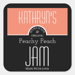 Personalisiertes Peach/Apricot-Marmelade-Etikett Quadratischer Aufkleber
