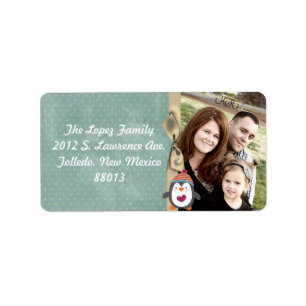 Personalisiertes Penguin Foto Weihnachtsbriefmarke Adressaufkleber