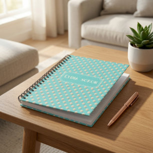 Personalisiertes Perl- und Türkis-Notizbuch Notizblock