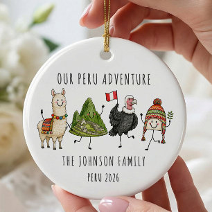 Personalisiertes Peru-Familienreise-Ornament Keramik Ornament
