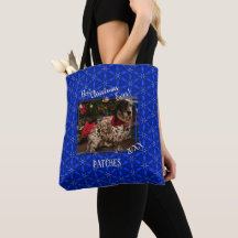 Personalisiertes Pet Foto Blue Poinsettias