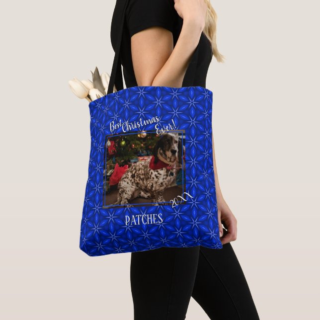 Personalisiertes Pet Foto Blue Poinsettias (Von Nahem)