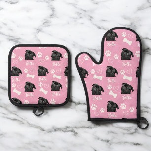 Personalisiertes Pet Foto Hund Lover Instagramm Ofenhandschuh & Topflappen-Set
