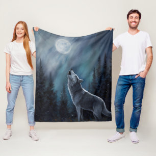 Personalisiertes Pet-Foto   Wolf heult auf dem Mon Fleecedecke