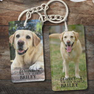 Personalisiertes Pet Memorial 2 Foto Name Heart Pa Schlüsselanhänger