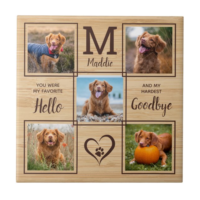 Personalisiertes Pet Memorial Pet Loss 5 FotoColla Fliese (Vorderseite)