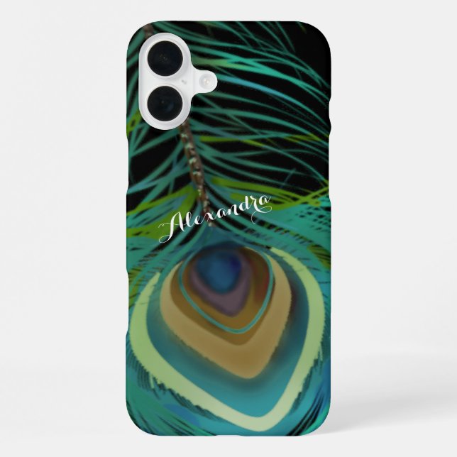 Personalisiertes Pfauenfedern-iPhone-Case iPhone Hülle (Rückseite)