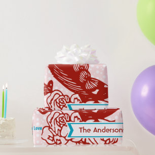 Personalisiertes Pfauenhaus Geschenkpapier