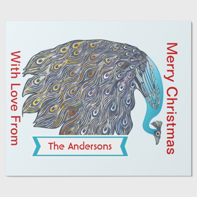 Personalisiertes Pfauenhaus Geschenkpapier (Flach)