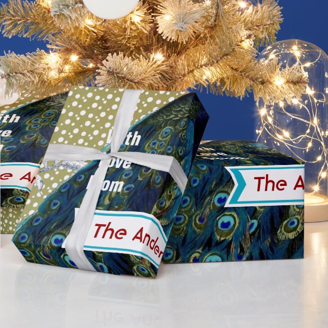 Personalisiertes Pfauenhaus Geschenkpapier (Feiertage)