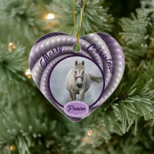 Personalisiertes Pferdefleisch Foto Name Jahr Keramik Ornament
