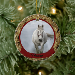Personalisiertes Pferdefleisch Foto Name Jahr Keramik Ornament