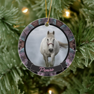 Personalisiertes Pferdefleisch Foto Name Jahr Keramik Ornament
