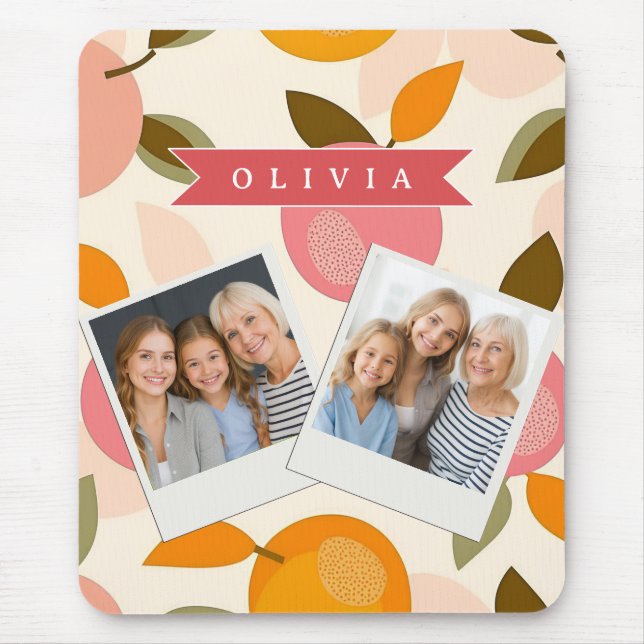 Personalisiertes Pfirsich-Muster Süß Retro Sommer Mousepad (Vorne)