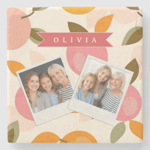 Personalisiertes Pfirsich-Muster Süß Retro Sommer Steinuntersetzer