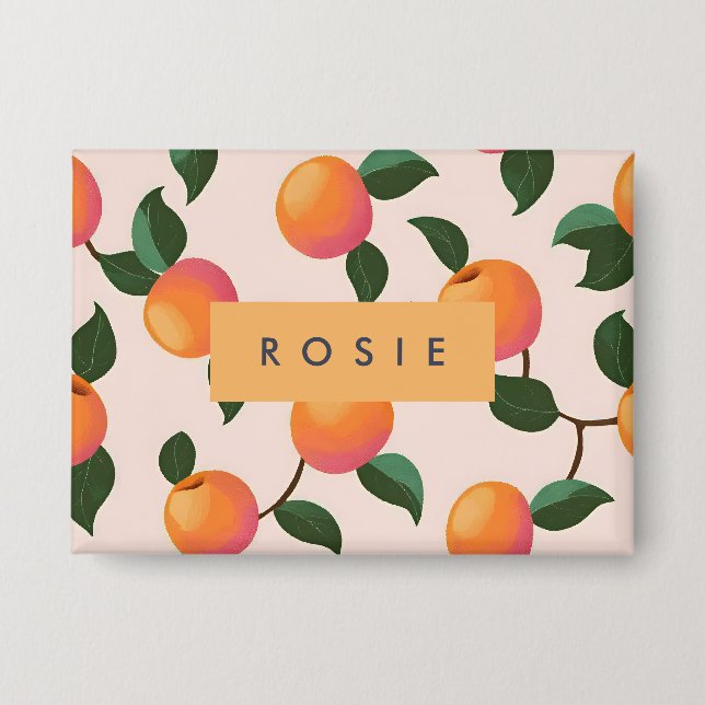 Personalisiertes Pfirsichmuster Niedliche Pfirsich Button (Vorderseite)
