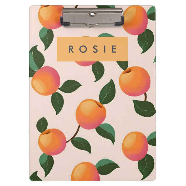 Personalisiertes Pfirsichmuster Niedliche Pfirsich Klemmbrett (Vorderseite)