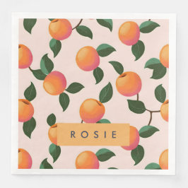 Personalisiertes Pfirsichmuster Niedliche Pfirsich Serviette