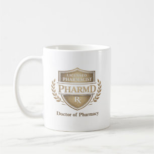 Personalisiertes PharmD-Lizenzapotheker-Emblem Kaffeetasse