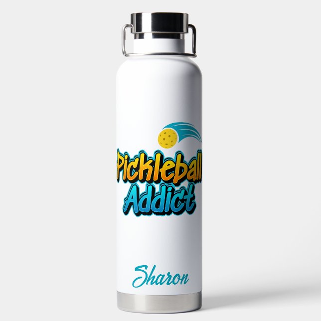 Personalisiertes Pickleball Addict Trinkflasche (Rückseite)