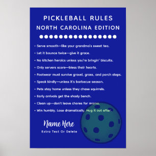 Personalisiertes Pickleball North Carolina Edition Poster