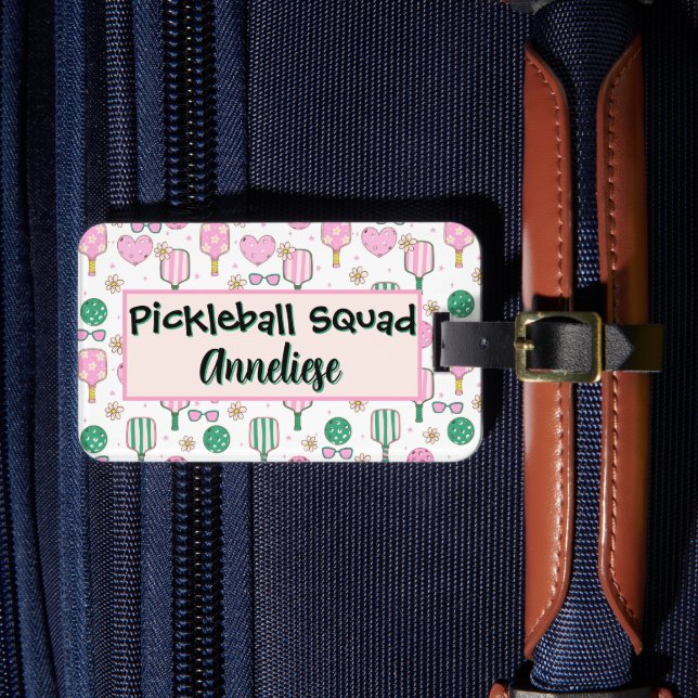 Personalisiertes Pickleball Squad Wasserfarbe Gepäckanhänger (Vorderseite Insitu 4)