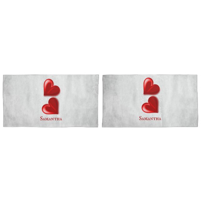 Personalisiertes Pillow Case mit Red Hearts Kissenbezug (Vorderseite-Set)