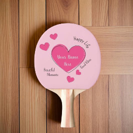 Personalisiertes Ping Pong Schläger mit rosa Herze Tischtennis Schläger