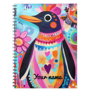 Personalisiertes Pinguin-Notizbuch: Farbige Arktis Notizblock
