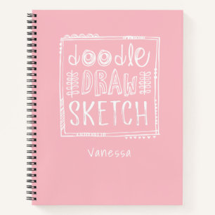 Personalisiertes Pink Artist Sketchbook mit Namen Notizbuch